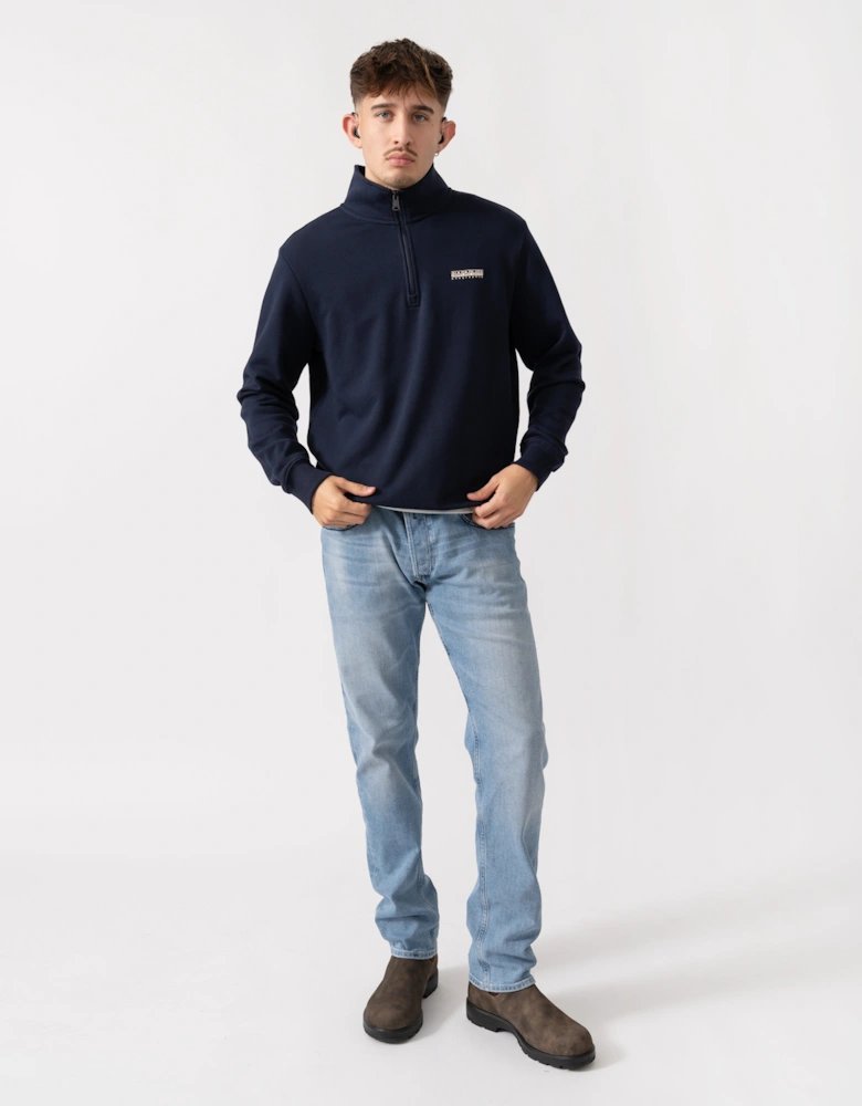 Small Box Mens Half Zip Sweatshirt - Blue Marine 176