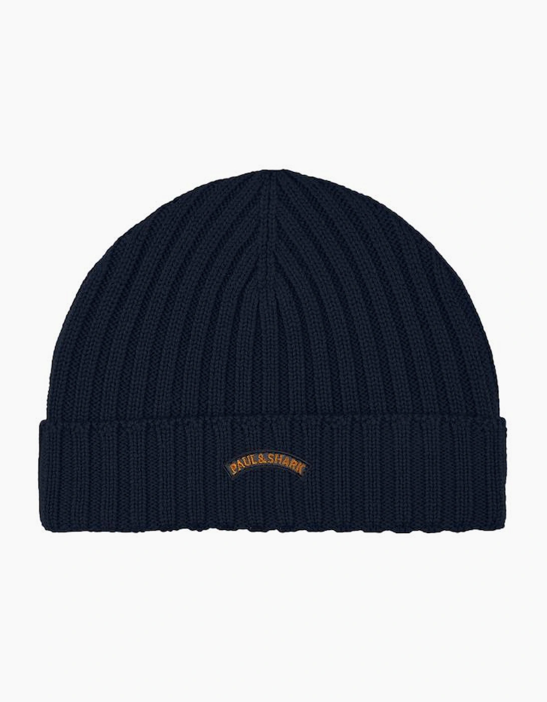 Men's Paul & Shark Wool Beanie 050 Navy - Black - Size: ONE size