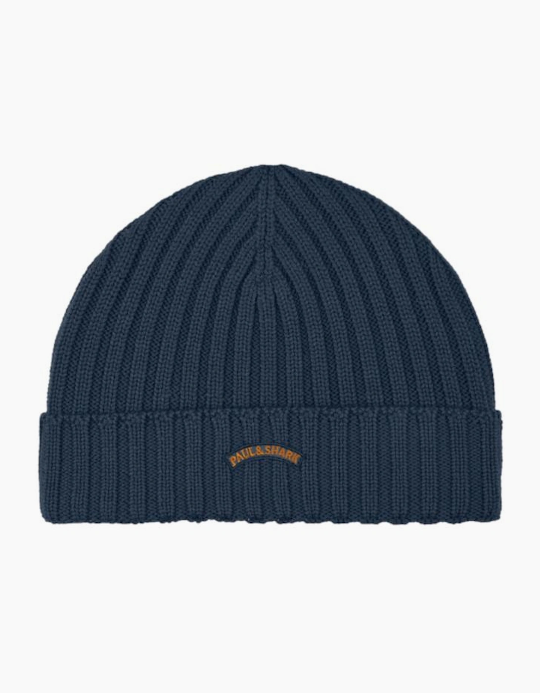 Men's Paul & Shark Wool Beanie 635 Dark Denim - Navy - Size: ONE size