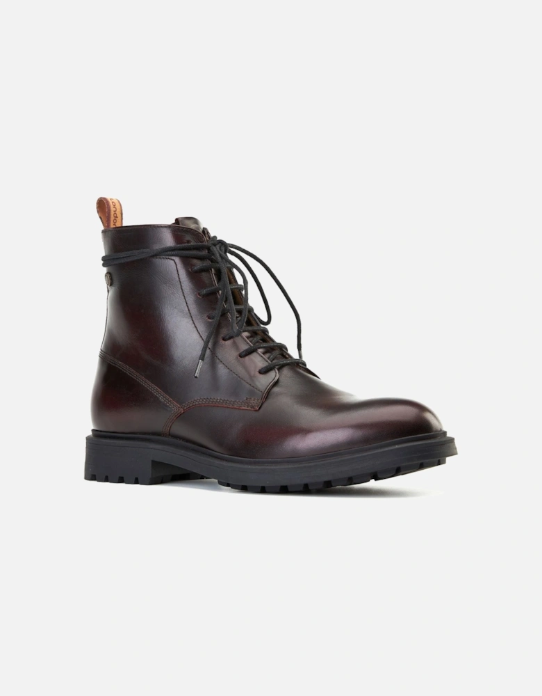 London Brunel Leather Men's Wine Ankle Boots