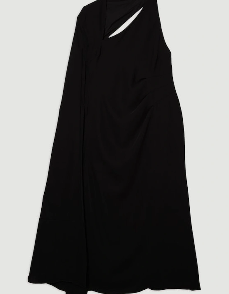 Plus Size Soft Tailored Cape Sleeve Maxi Dress