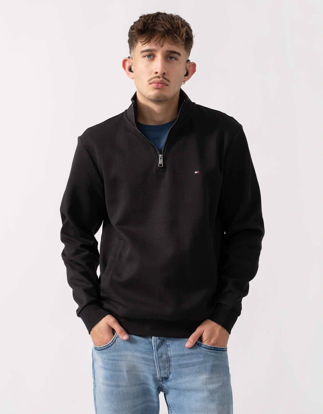 Essential Intechno Mens Half Zip Sweatshirt - Black, 5 of 4
