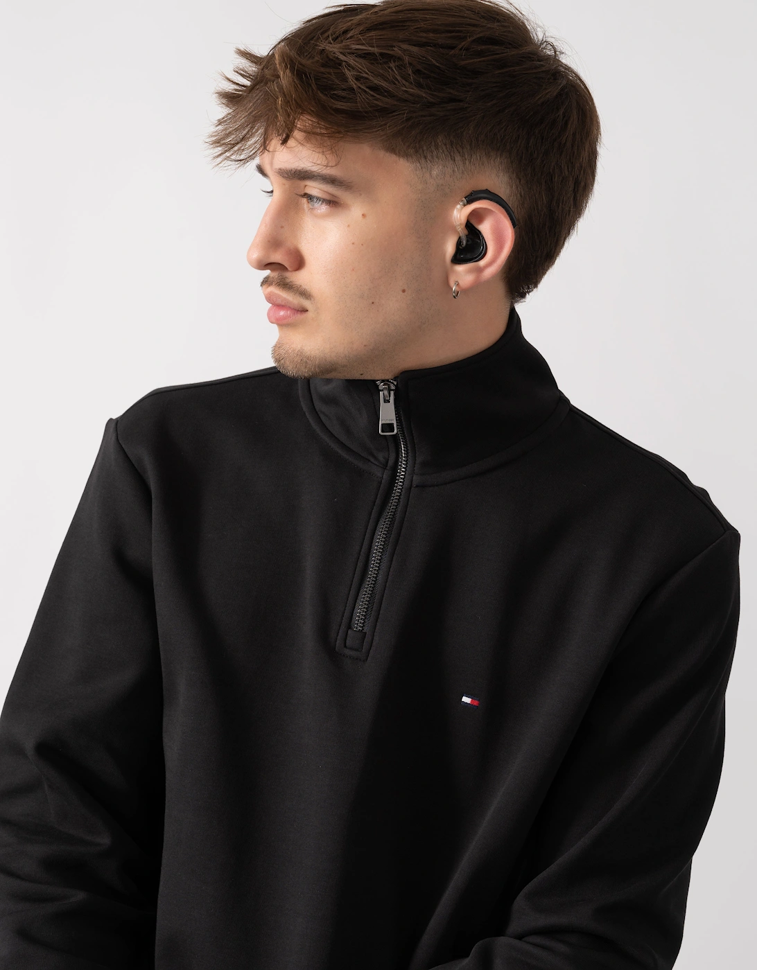 Essential Intechno Mens Half Zip Sweatshirt - Black