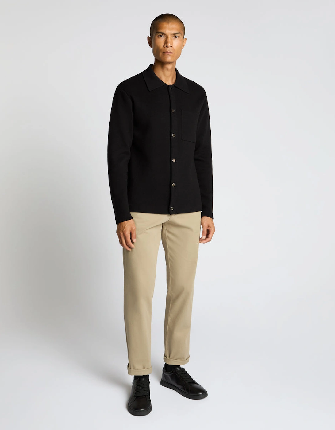 Button Through Polo Cardigan 00 Black