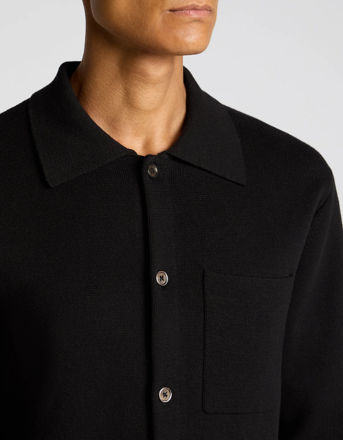 Button Through Polo Cardigan 00 Black