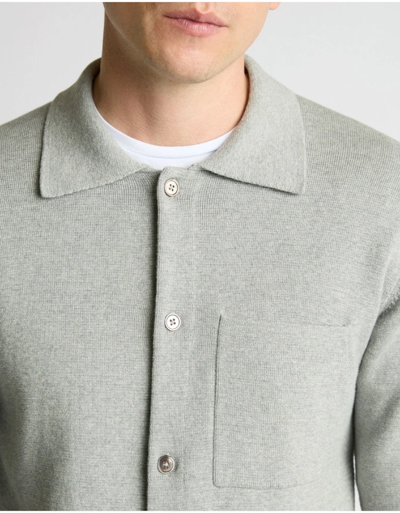 Button Through Polo Cardigan 03 Grey