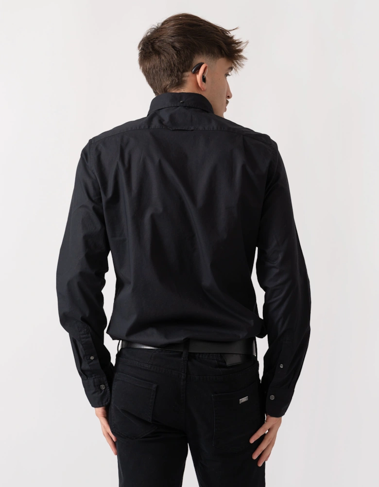 Mens Slim Fit Long Sleeve Poplin Shirt - 5 Black