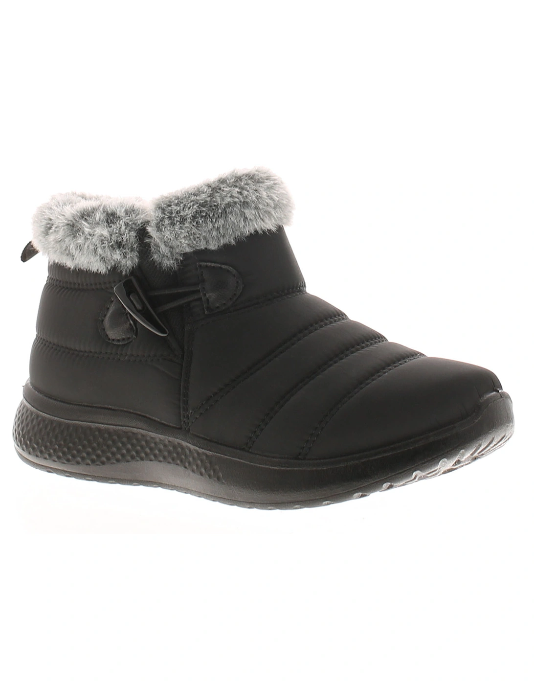 Women's Strollers Womens Ankle Boots Alma Plush Lining Faux Fur Trim Black UK Size - Size: 3