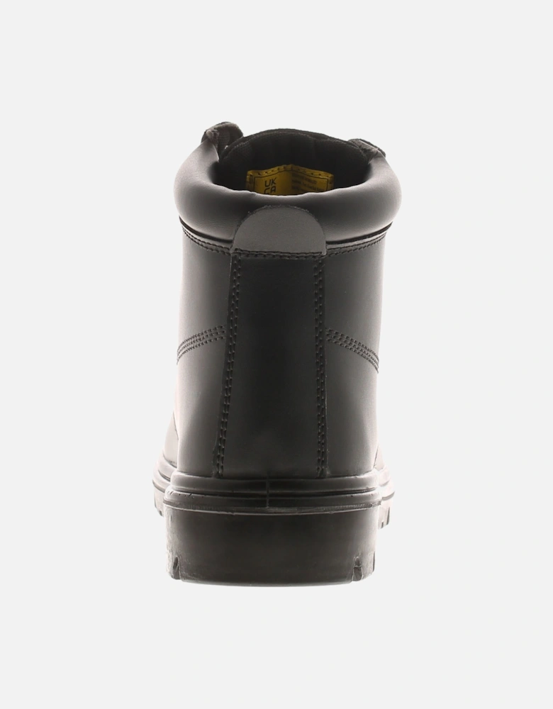 Mens Safety Boots Build Lace Up Coated Leather Black UK Size