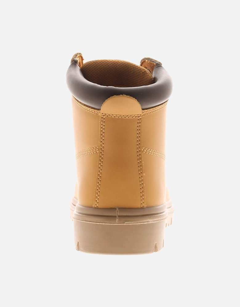 Mens Safety Boots Build Lace Up Coated Leather Beige UK Size