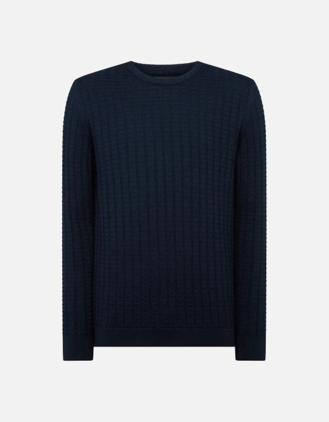 Men's Remus Uomo Crew Neck Waffle Knit 78 Navy - Black - Size: 44