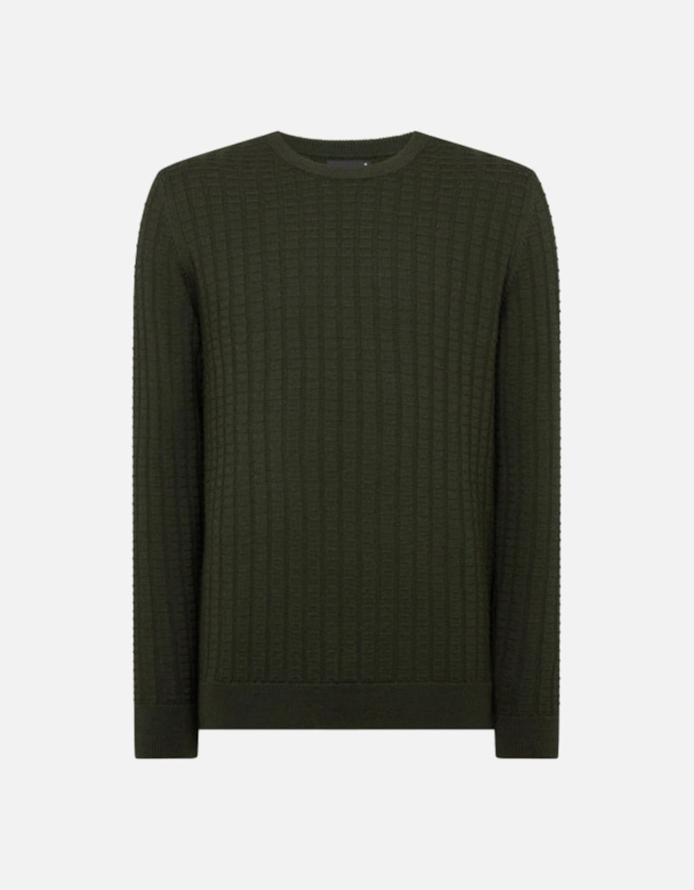 Crew Neck Waffle Knit 36 Green