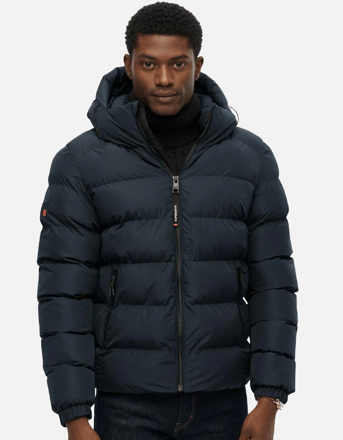 Men's Superdry Mens Hooded Sports Padded Jacket - Navy - Size: 40/Regular