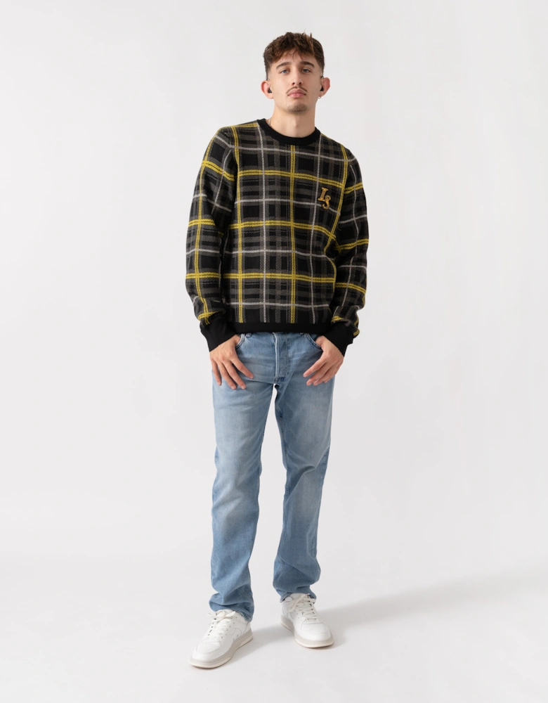 Lyle & Scott Ribbed Jacquard Tartan Crew Neck - Z865 Jet Black