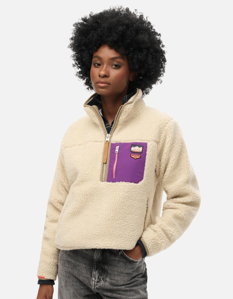 Womens Vintage Retro Half Zip Fleece