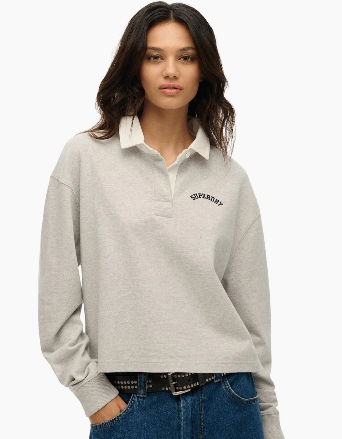Women's Superdry Womens Athletics Essential Rugby Long Sleeve Shirt - Tan - Size, 14