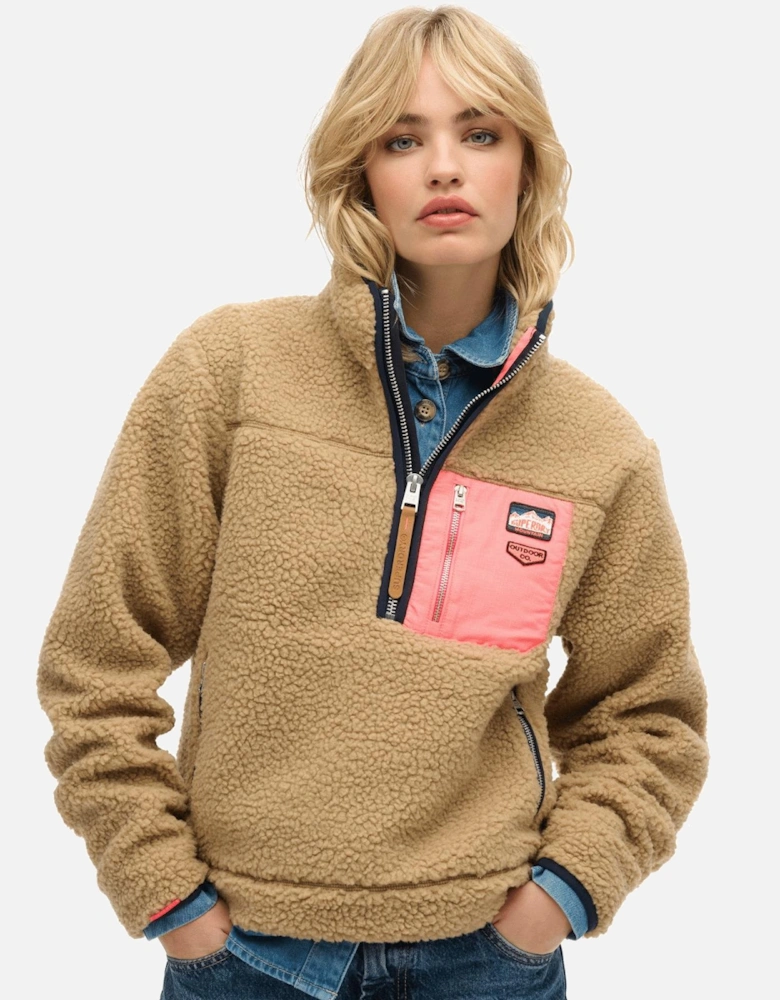 Womens Vintage Retro Half Zip Fleece