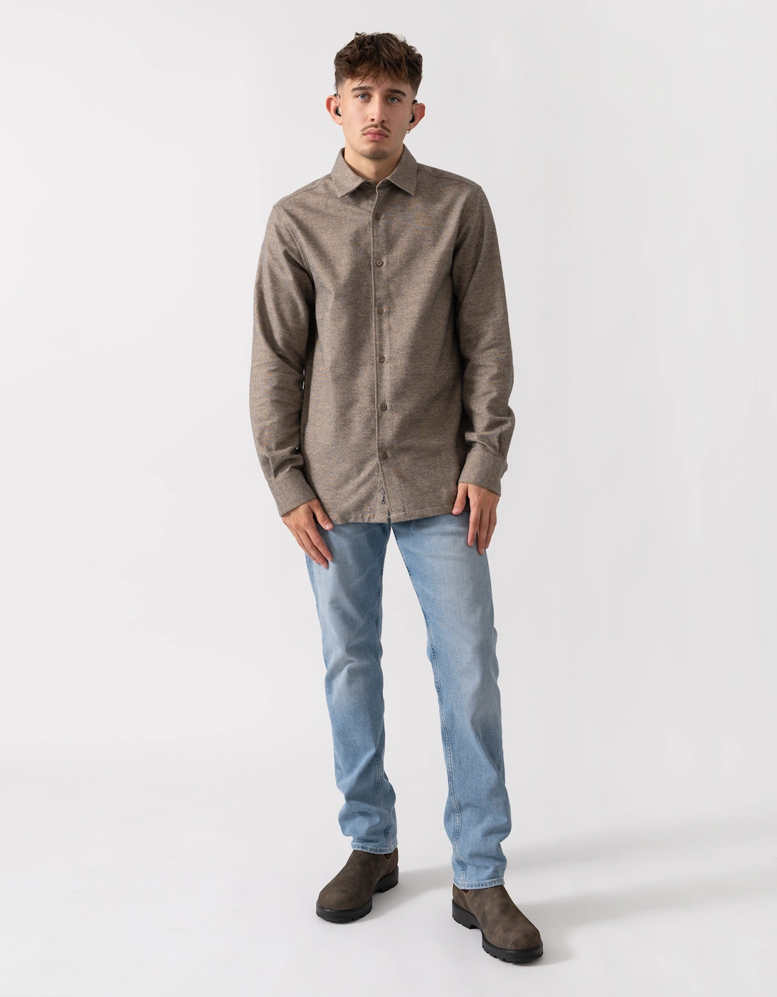 Barnham Mens Long Sleeve Linen Shirt - Mole
