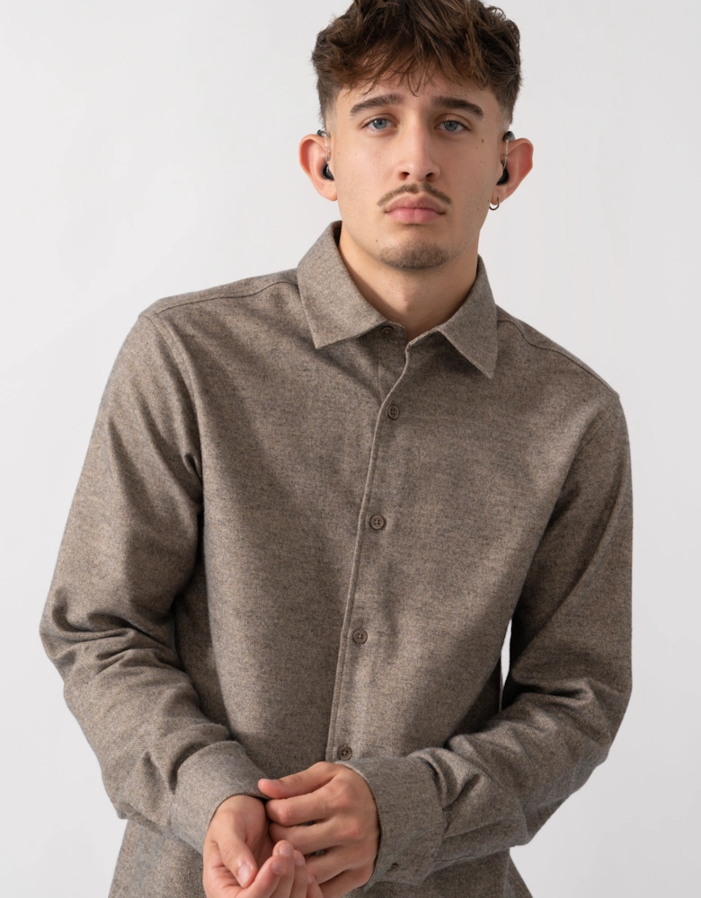 Barnham Mens Long Sleeve Linen Shirt - Mole