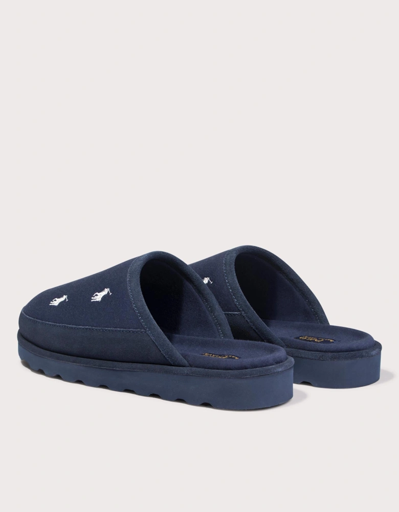 Reade Suede-Trim Polo Pony Scuff Slippers