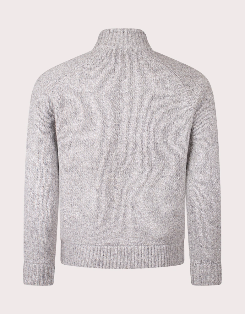 Wool-Blend Mockneck Cardigan