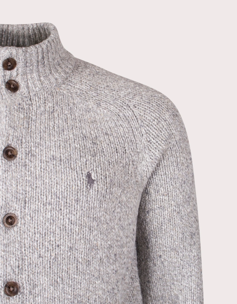 Wool-Blend Mockneck Cardigan