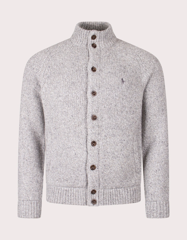 Wool-Blend Mockneck Cardigan