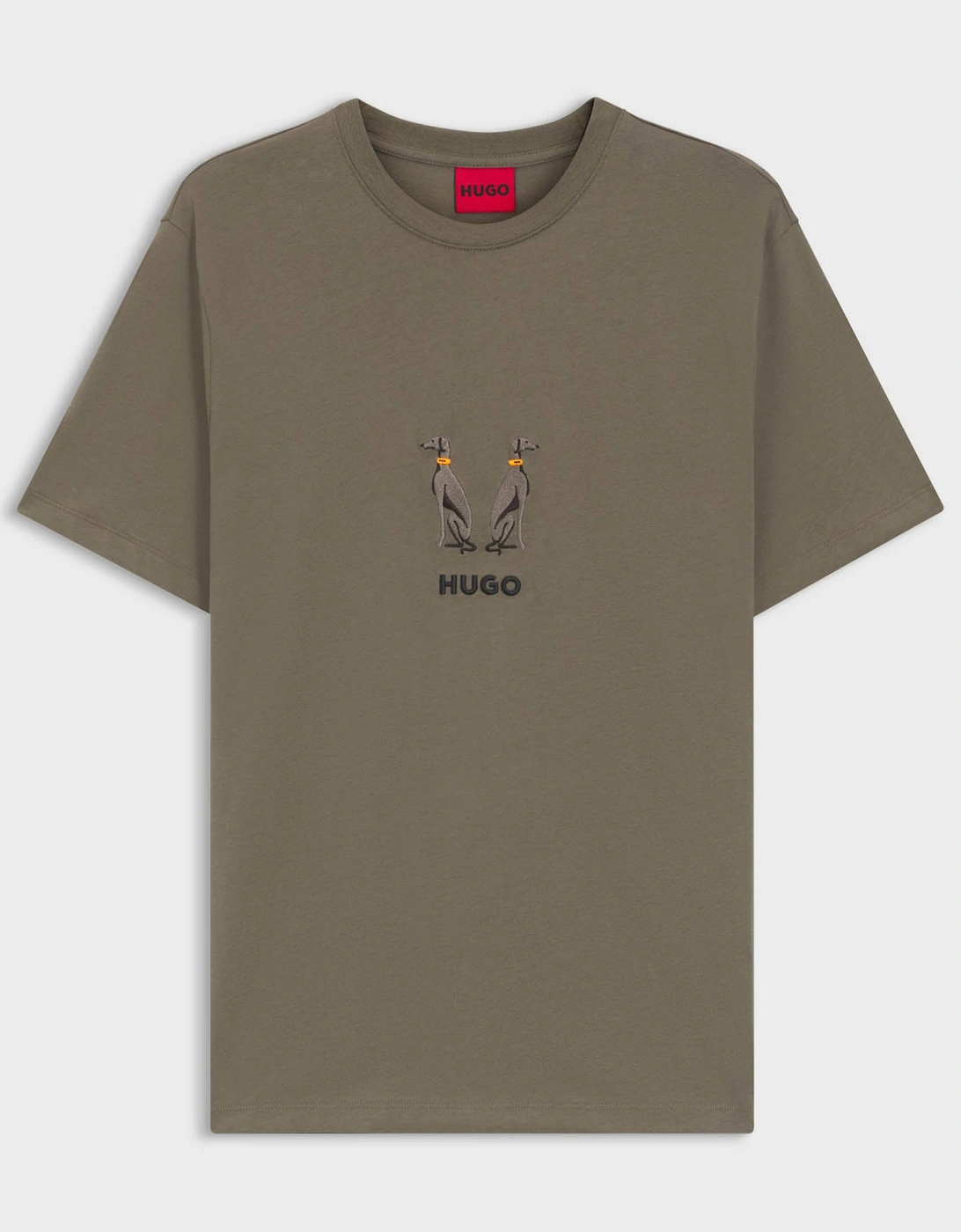 HUGO Dugolini Mens Cotton-Jersey T-Shirt with Embroidered Logo Artwork - Medium Grey 032, 2 of 1