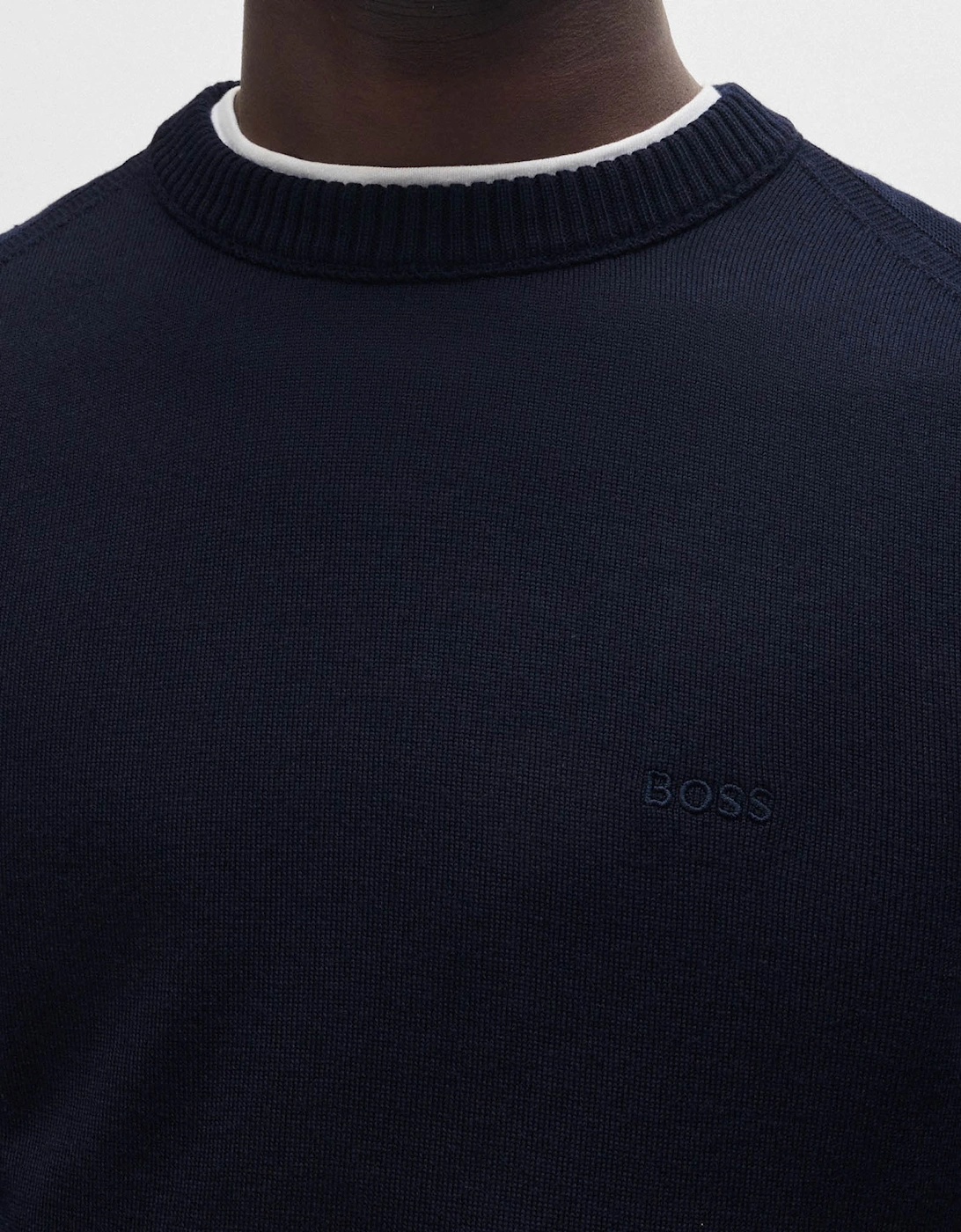 BOSS Orange Avac C Mens Wool Blend Regular Fit Sweater with Embroidered Logo  - Dark Blue 404