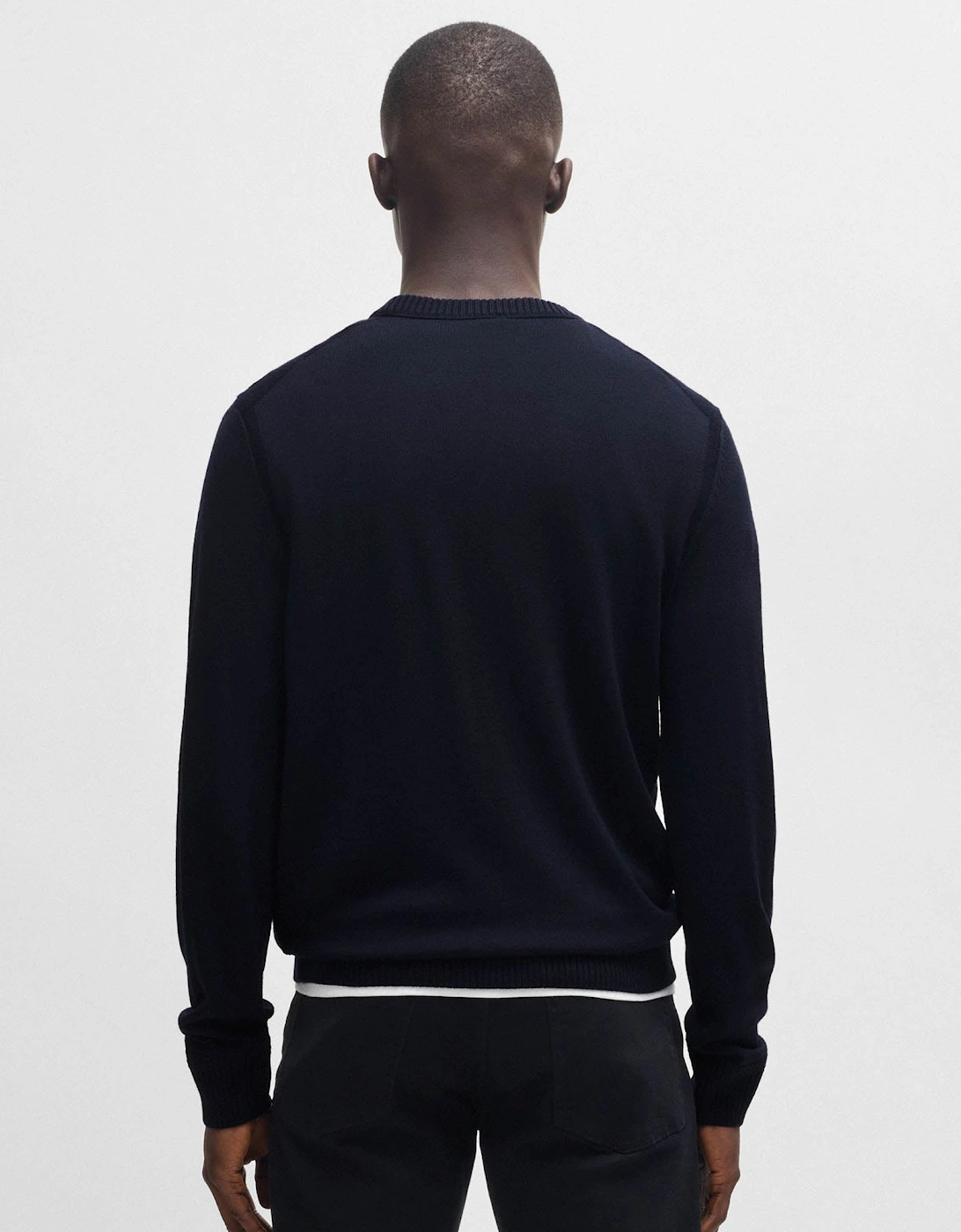BOSS Orange Avac C Mens Wool Blend Regular Fit Sweater with Embroidered Logo  - Dark Blue 404