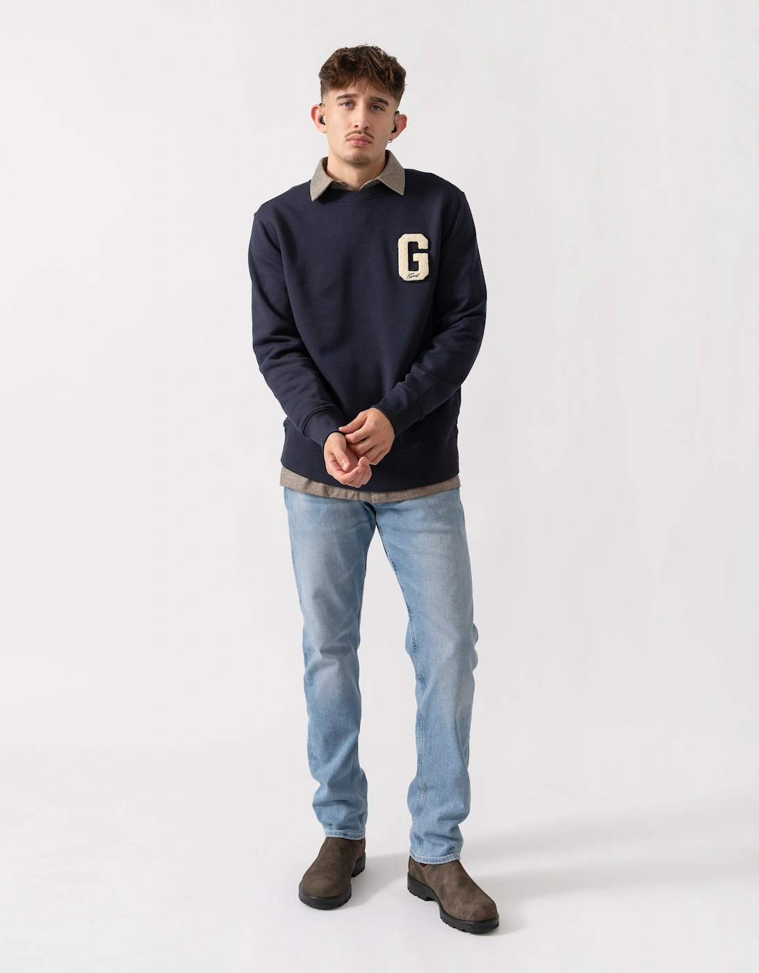 Mens G Badge Crew Neck Sweatshirt - 433 Evening Blue