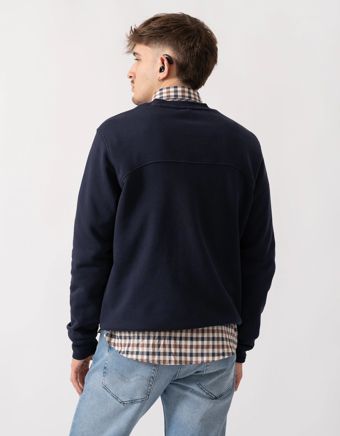 Badge Mens Crew Neck Sweatshirt - Blue Marine 176