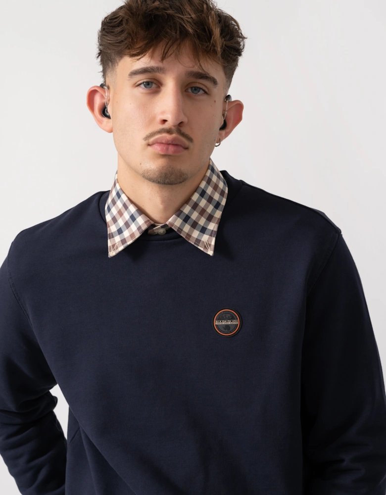 Badge Mens Crew Neck Sweatshirt - Blue Marine 176