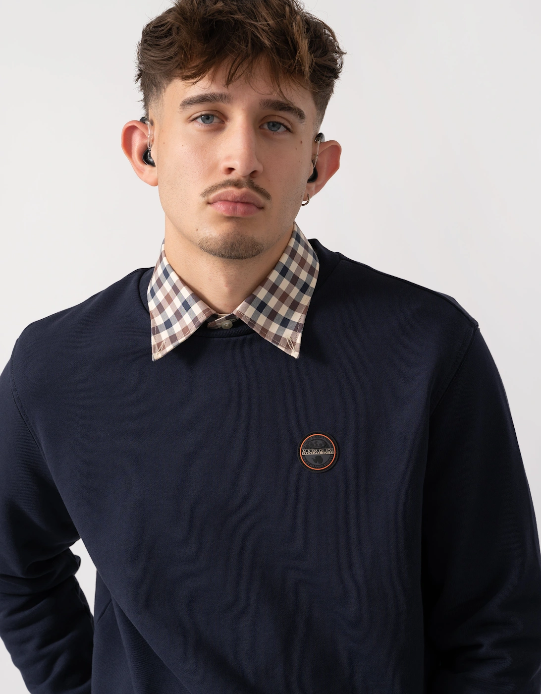Badge Mens Crew Neck Sweatshirt - Blue Marine 176
