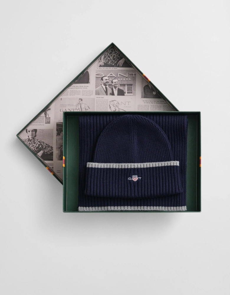 Mens Essential Beanie and Scarf Gift Set - 410 Marine