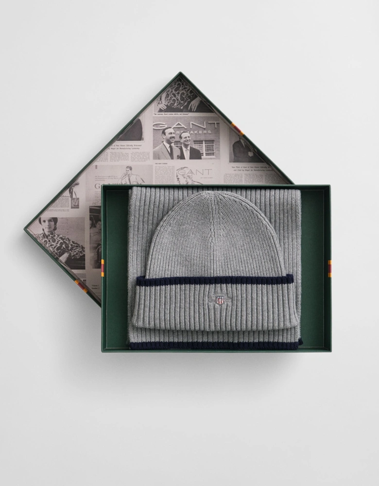 Mens Essential Beanie and Scarf Gift Set - 93 Grey Melange