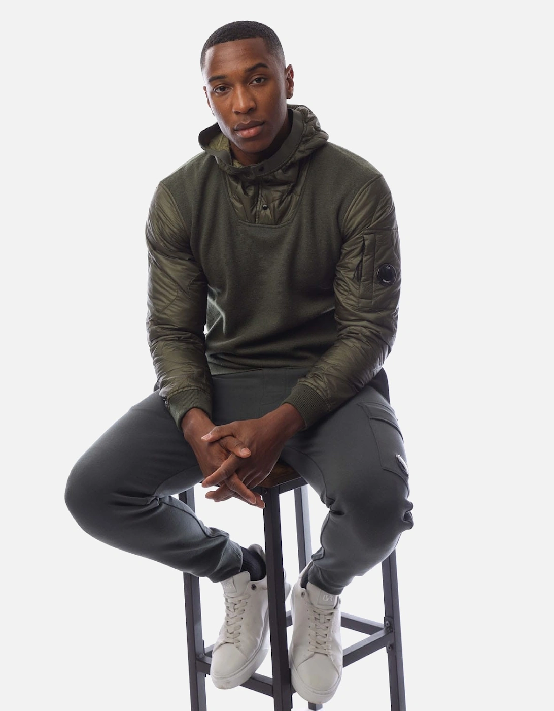 Extrafine Merino Wool Mixed Half Button Hoodie