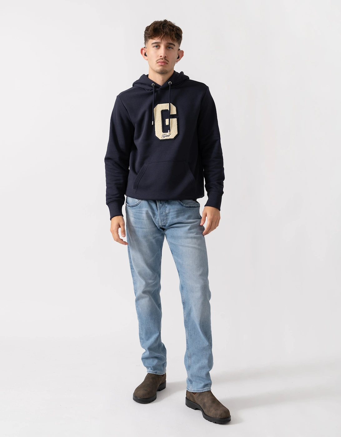 Mens G Badge Hoodie - 433 Evening Blue