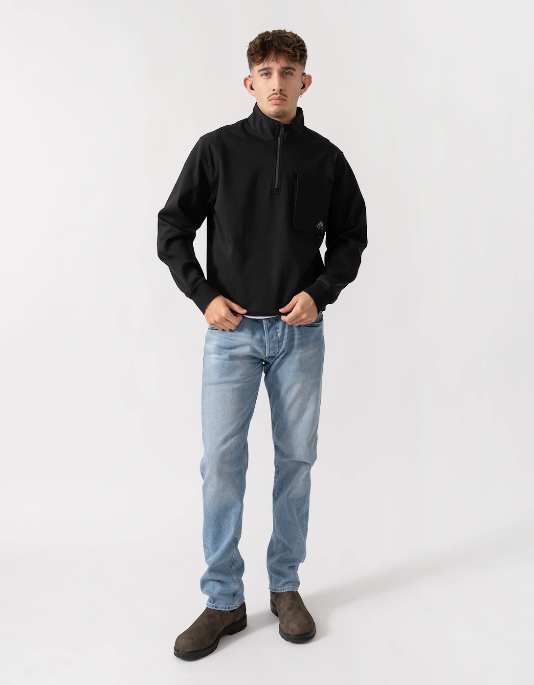 Dalon Mens 1/4 Zip Sweatshirt - Black 292