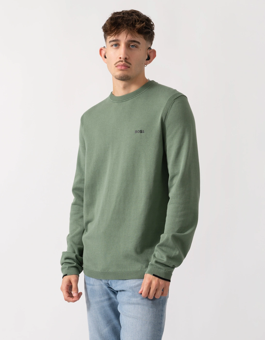 BOSS Green K_Ever-X Mens Crew Neck Jumper - Open Green 358, 5 of 4
