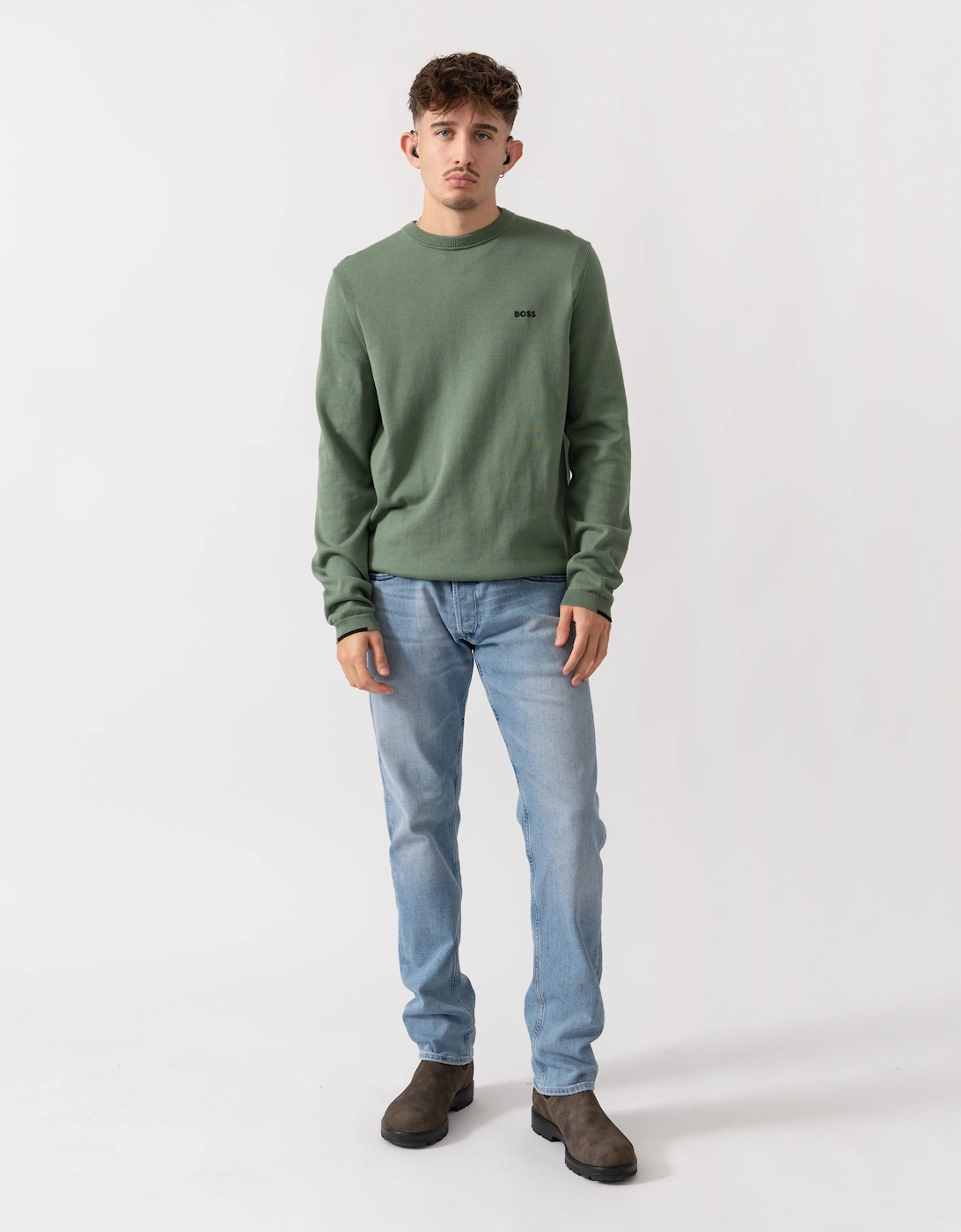 BOSS Green K_Ever-X Mens Crew Neck Jumper - Open Green 358