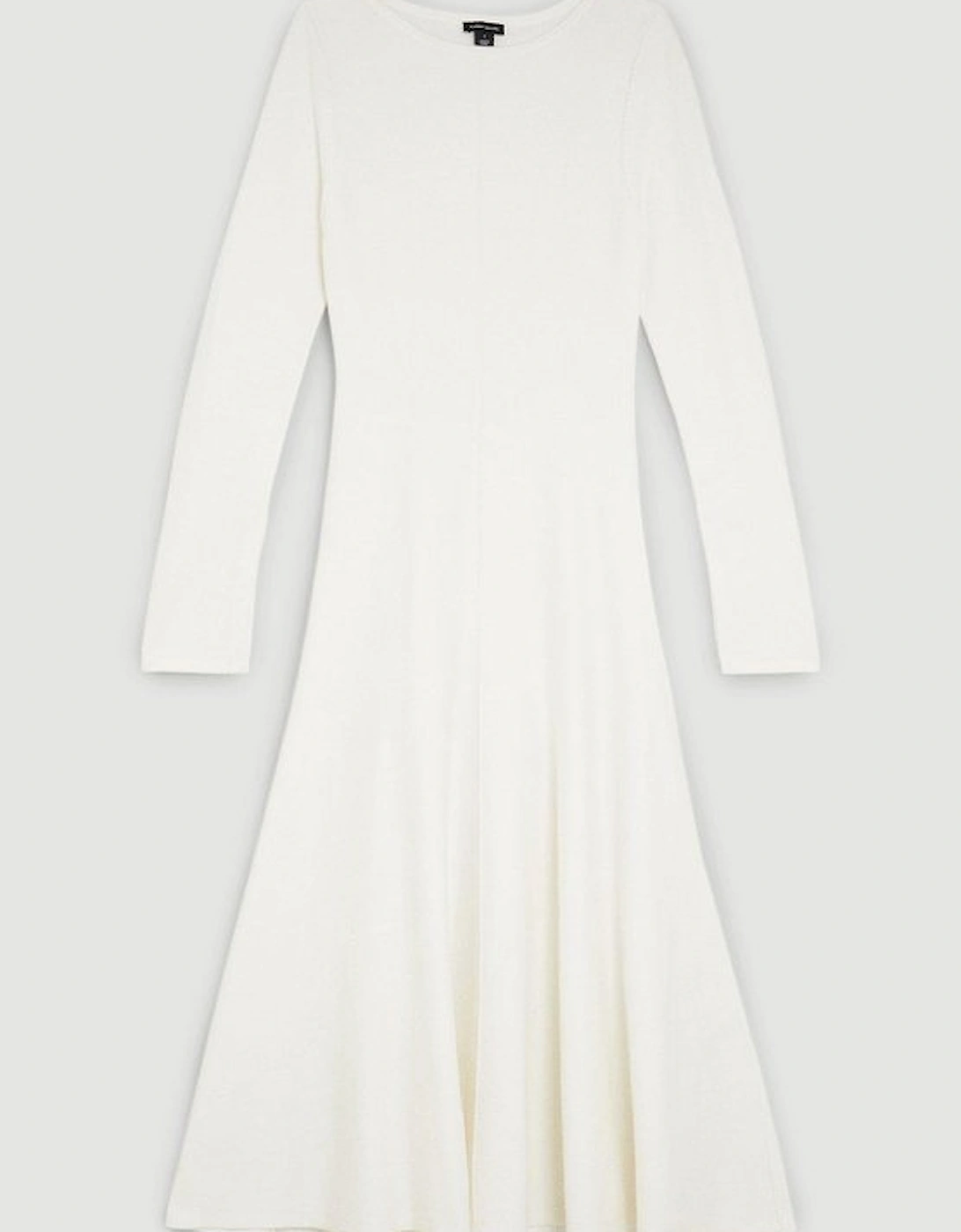 Compact Knit Wool Look Full Skirt Midi Dress