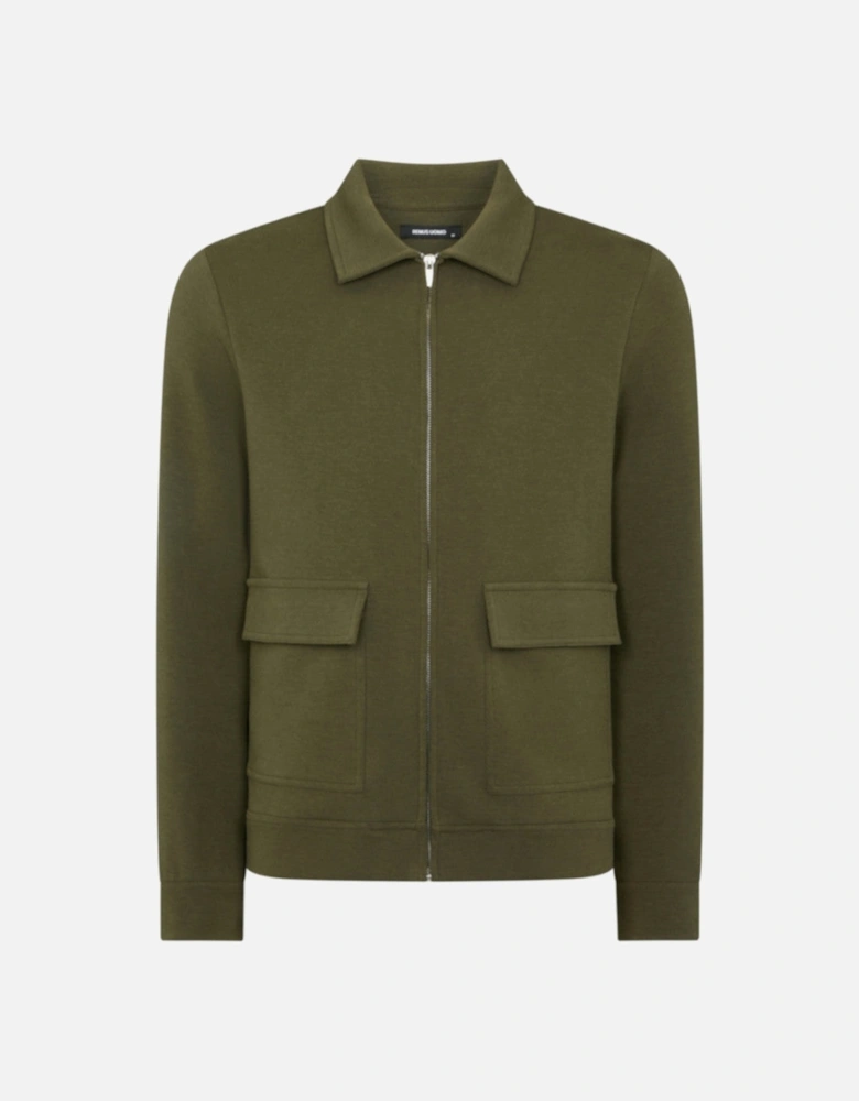 Zip Through Jersey Overshirt 35 Khaki