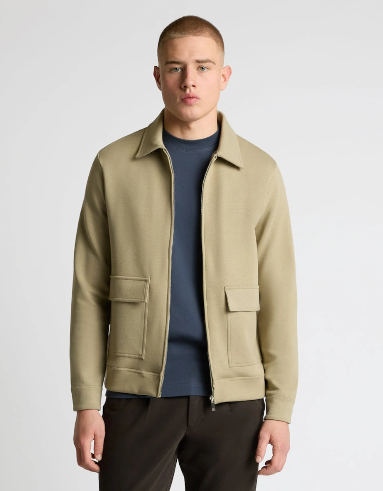 Zip Through Jersey Overshirt 92 Beige