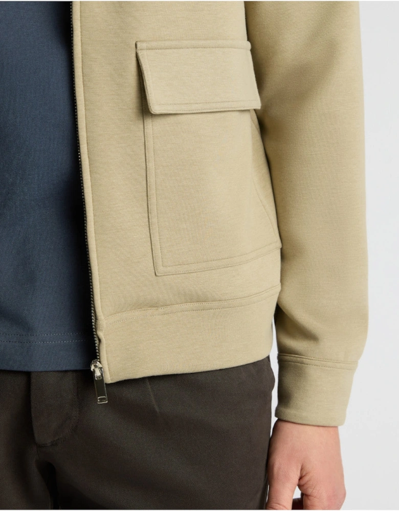 Zip Through Jersey Overshirt 92 Beige