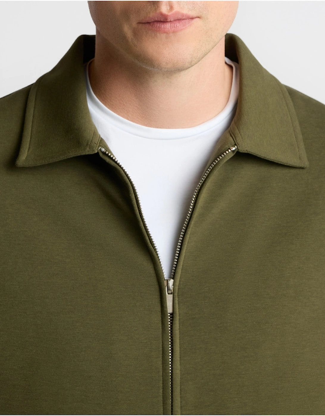 Zip Through Jersey Overshirt 35 Khaki