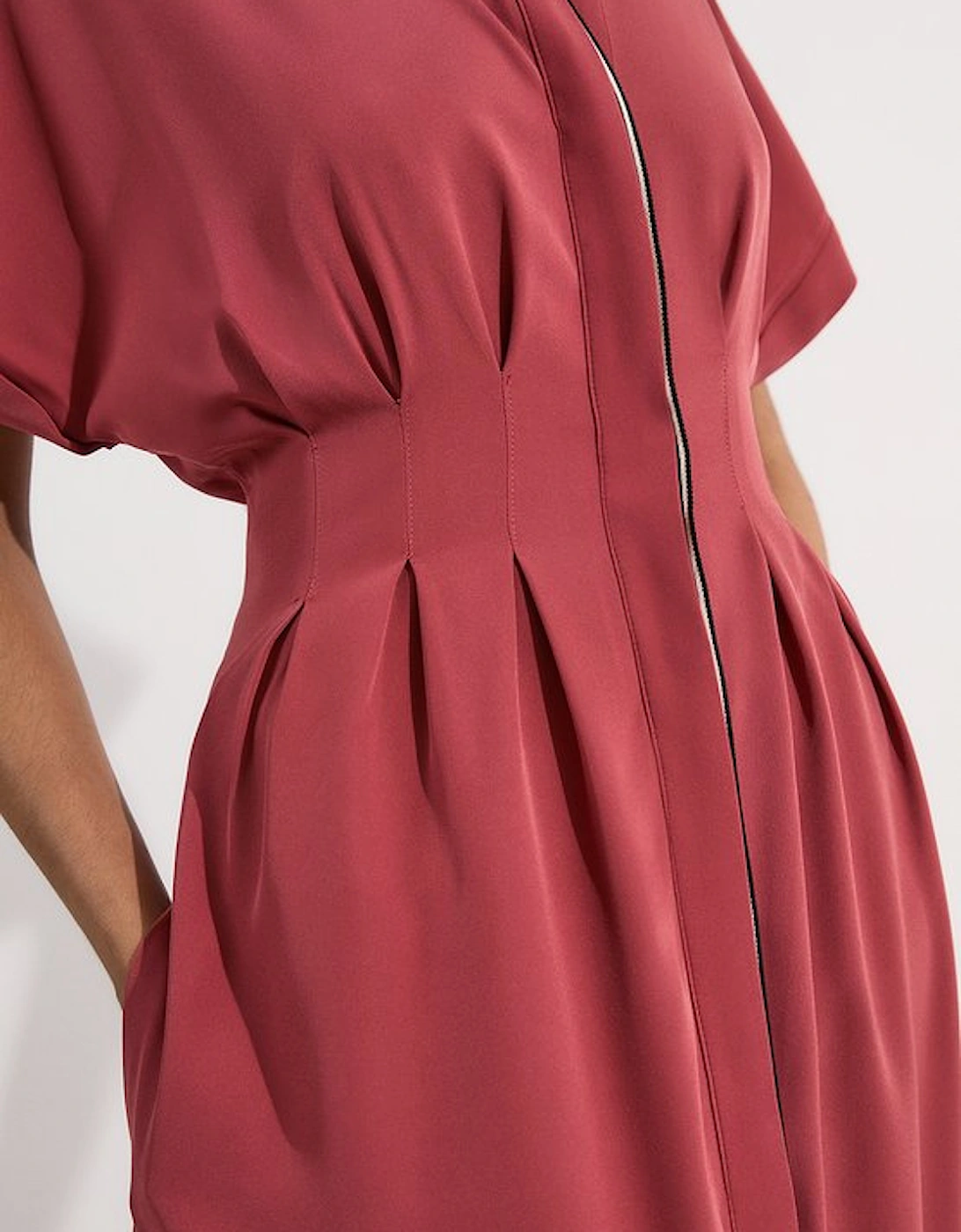 Tall Crepe Woven Shirt Dress With Contrast Stripe Trim