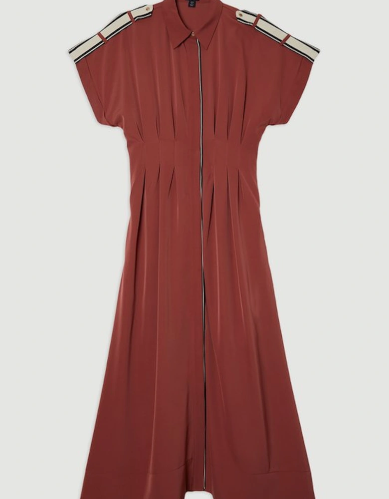 Tall Crepe Woven Shirt Dress With Contrast Stripe Trim
