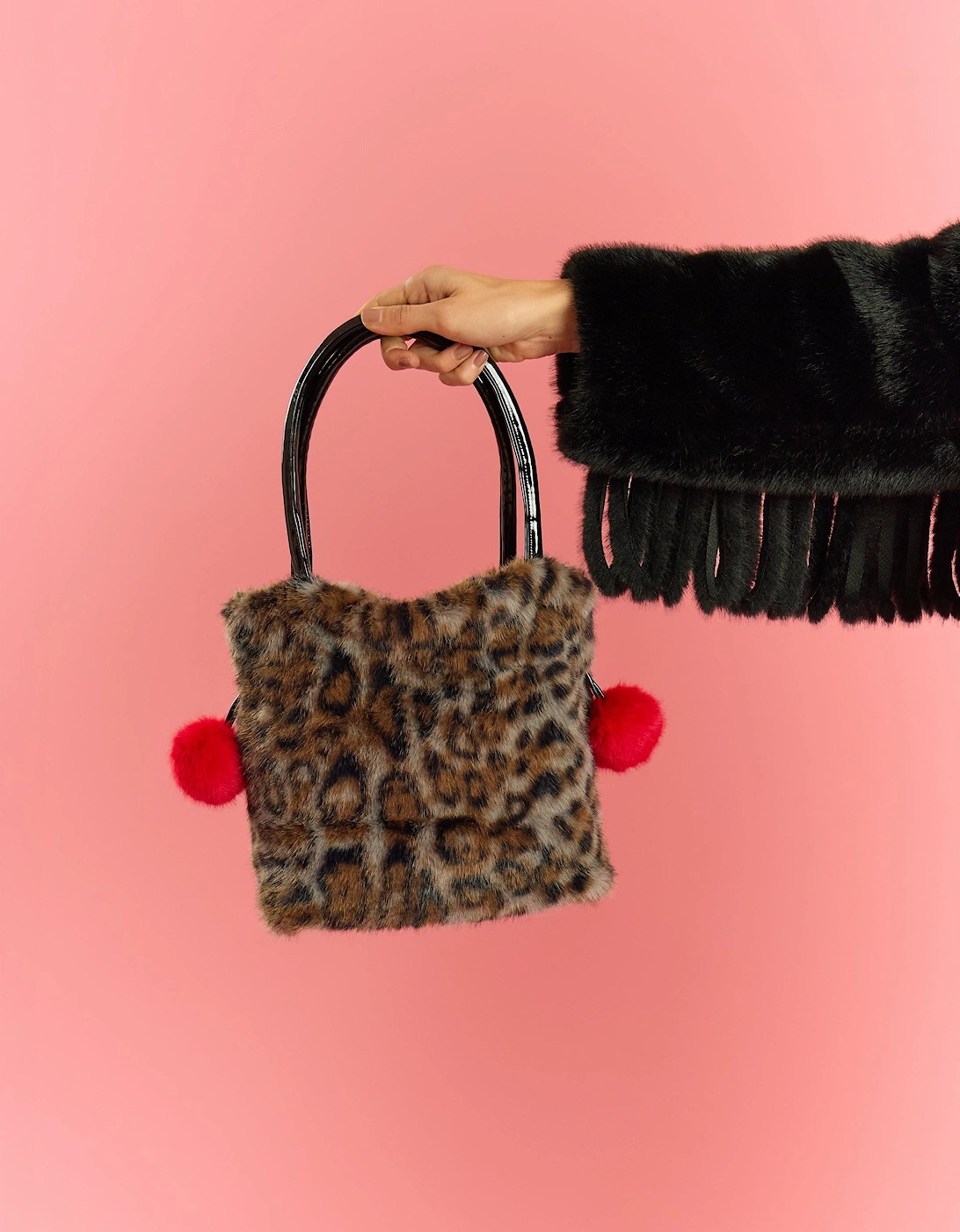 Mocha Brown Animal Print Faux Fur Bag