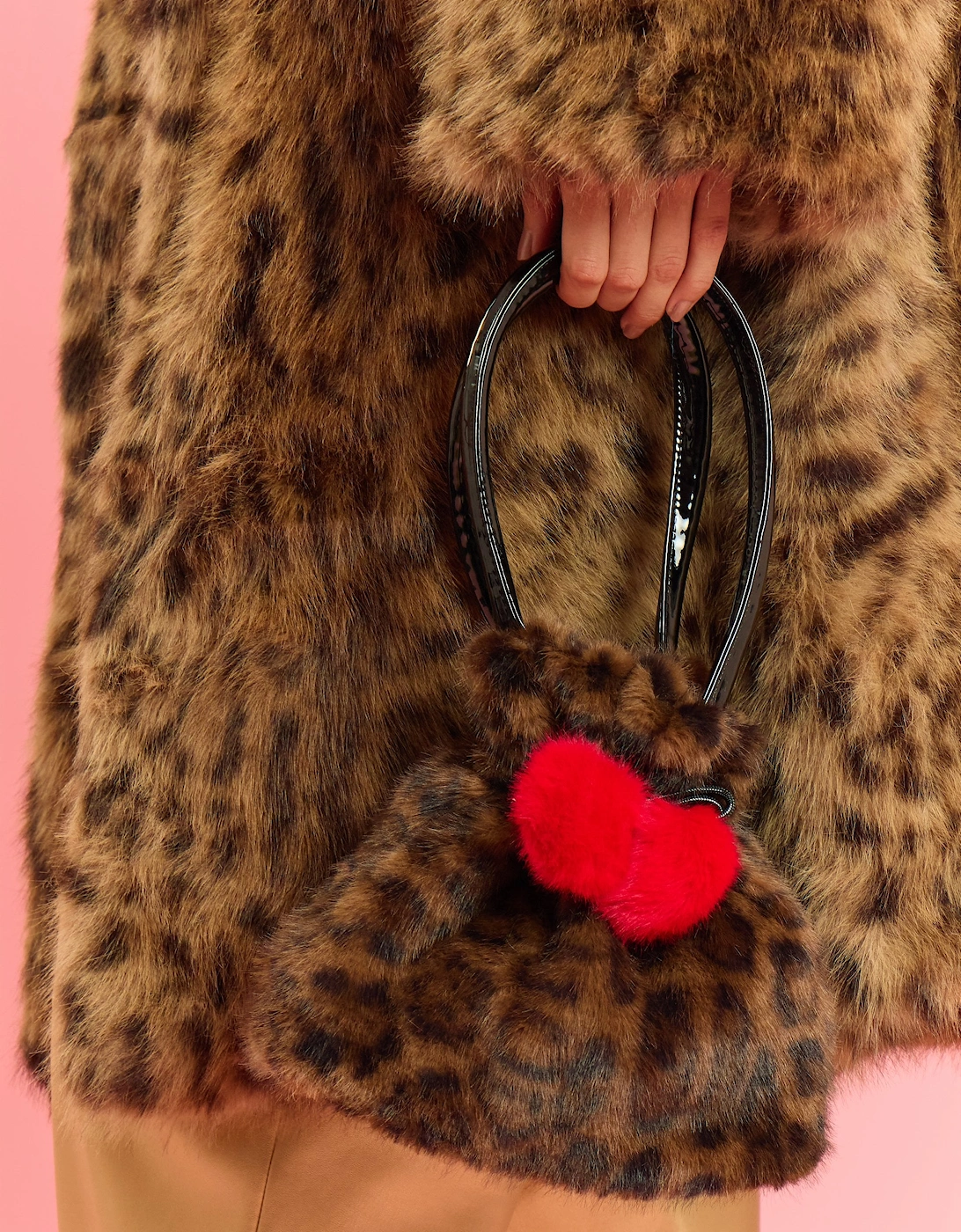 Chocolate Animal Print Faux Fur Bag